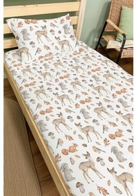 Resim Organik Tek Kişilik Lastikli Çarşaf Seti - Sevimli Dostlar Renkli 