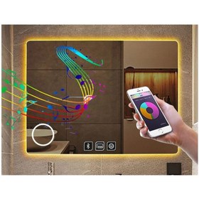 Resim GLOBAL LED MIRROR 65x90 Cm Bluetoothlu Makyaj Aynalı Buğu Yapmayan Ledli Banyo Aynası 