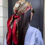 Resim 1 Adet Bohem Kümesi Kırmızı Paisley Desenli Eşarp - Hafif Nefes Alabilen Polyester Kare Eşarp 89.99x89.99 cm, Her Mevsim Güneş ve Rüzgar Koruma Kadın Baş Bandı, Makinede Yıkanabilir Outdoor Hafta Sonu Modası Aksesuarı, Saç Eşarpi, Cesur Desen, Esnemez Kumaş, Şık Başörtüsü, Dayanıklı Tekstil, Çok Amaçlı Aksesuar, Yazlık Aksesuar 