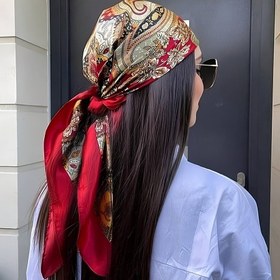 Resim 1 Adet Bohem Kümesi Kırmızı Paisley Desenli Eşarp - Hafif Nefes Alabilen Polyester Kare Eşarp 89.99x89.99 cm, Her Mevsim Güneş ve Rüzgar Koruma Kadın Baş Bandı, Makinede Yıkanabilir Outdoor Hafta Sonu Modası Aksesuarı, Saç Eşarpi, Cesur Desen, Esnemez Kumaş, Şık Başörtüsü, Dayanıklı Tekstil, Çok Amaçlı Aksesuar, Yazlık Aksesuar 