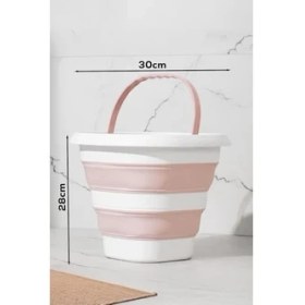 Resim 1175-1 Damla Katlanabilir Silikon Su Kovası 28X30CM Banyo Balkon Temizlik Kovası 10 Lt - Pudra 