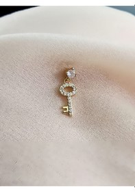 Resim Kilit Anahtar Model Kıkırdak Piercing Tragus Helix Altın Gold Renk Küpe 