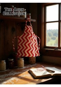 Resim Zikzak Desenli Mutfak Önlüğü Kırmızı Desenli 