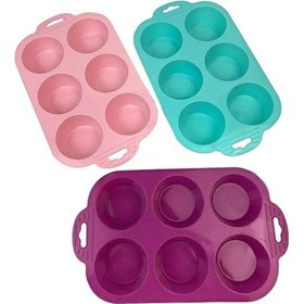 Resim 6 Bölmeli Muffin Kek Kalıbı Çok Renkli 