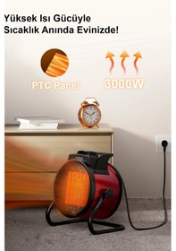 Resim Auhma At1h Yeşil 3000w Ptc Elektrikli Isıtıcı Fan Termostatlı Ve Güvenli Isıtma 