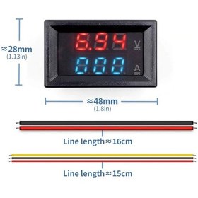 Resim 0-100V 10A Voltmetre Ampermetre Dsn-Vc288 Mavi Kırmızı 0.28” 