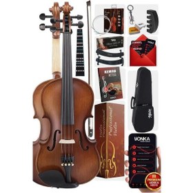 Resim Midex LMA-644-TYS Profesyonel Ahşap Mat Keman 4/4 Tam Boy (Yastık Yedek Tel Çanta Yay Reçine Metod) 