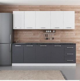 Resim Minar 245 Cm Mutfak Dolabı Beyaz Antrasit 245-A1 Beyaz 