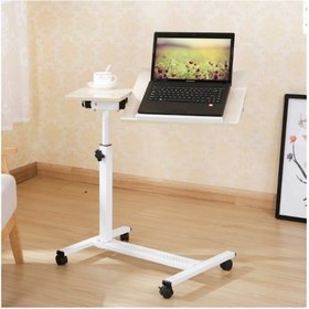 Resim Portatif Tekerlekli Mouse Bölmeli Yatak Koltuk Kenar Laptop Sehpa 