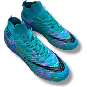 Resim Laliga Çoraplı Airboom Halısaha Ayakkabı Turkuaz Mor Desenli 