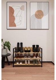 Resim Vetro Metal Ayakkabılık 3 Katlı Raflı Ayakkabı Düzenleyici Atlantik Çam 