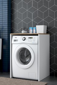 Resim Rani Mobilya Rani Kd103 Çamaşır - Kurutma Makinesi Dolabı Kapaksız Beyaz - Sepet Ceviz 