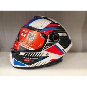 Resim Mt Helmets Mt Thunder 4 Sv Luminence A7 Motosiklet Kaskı Mat Beyaz/mavi 
