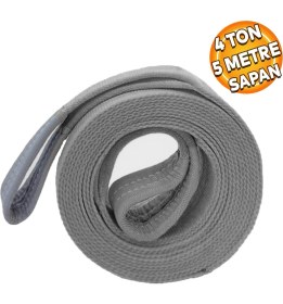 Resim Badem10 Sapan Polyester Spanzet 4 Ton 5 Metre Gri Sağlam Yük Kaldırma Taşıma İndirme Halat 