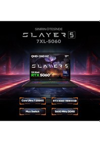 Resim Game Garaj SLAYER5 7XL-5060 C6 Ultra 7 255HX 32 GB 1 TB SSD RTX5060 17" Free Dos Dizüstü Bilgisayar 