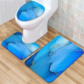 Resim DouranShop Pembe Tarzı Kaymaz Mat Mermer Tuvalet Paspas Zemin Halıları Ev Gereçleri Banyo Halısı Basit Stil Doku Mavi Wc Mat Duş Halısı Için (Yurt Dışından) 