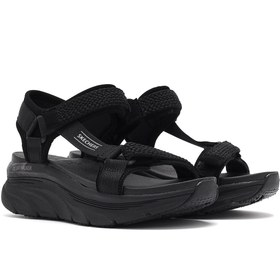 Resim Skechers Kadın Siyah D'lux Walker - Pretty Field Kalın Tabanlı Sandalet - Siyah / 