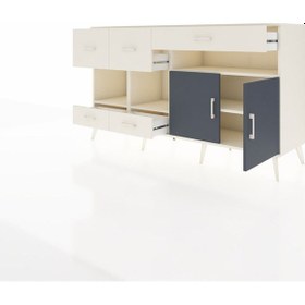Resim Hyperion Konsol 4 Raflı 5 Çekmeceli 2 Kapaklı 176x44x99 Aytaşı-antrasit/aytaşı Aytası/antrasıt - Aytası 