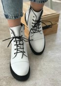 Resim TUNAELLİ Kadın Beyaz Hakiki Deri Bağcıklı Bot & Bootie 