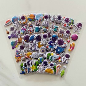 Resim 8 Yaprak BEVILLE Uzay Temalı Sevimli Astronot Sticker Kitabı - Gezegenler, Roketler, Uzaylılar, Astronotlar ve Dinozor Benzeri Yaratıklar (Güneş Sistemi) İçeren 8 Yapışkanlı Kendinden Yapışkanlı Sayfa, Scrapbooking, DIY El Sanatları, Plastiksiz Etiketler 