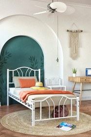 Resim ARGİMO Bella Tek Kişilik Ferforje Metal Karyola Beyaz 