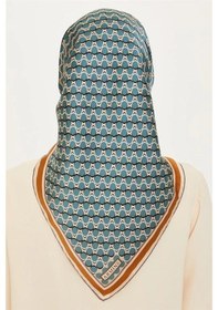Resim Armine İpek Eşarp 2025 Kış - 9226-35 Mavi Kahve Twill Mavi 05 