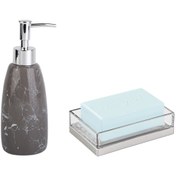 Resim Sıvı Sabunluk Ve Sabunluk 2 Li Banyo Seti.Gri Model Bosphorus