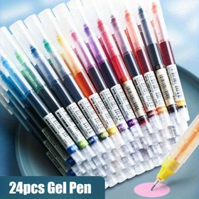 Resim Ofis, Okul, Sanat Günlüğü ve El İşi İçin 24 Renkli Canlı Jel Kalemler Paketi - 0.5mm İnce Uçlu, Hızlı Kuruyan Lekenmez Mürekkep, Monitörde Mürekkep Seviyesini Gösteren Şeffaf Gövde - Öğrenciler, Sanatçılar ve Profesyoneller için Akıcı Yazım Jel Kalemleri 