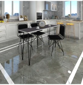 Resim Knsz masa sandalye takımı hem75mazlum grisyh 140*040 sm 3 sandalye syhsyh sırt minderli 