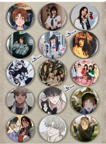Resim Trend-11 Anime Kpop Temalı Rozet Seti 44 Mm Karışık Desenli İğneli Yaka Rozeti-15 Adet Çok Renkli 
