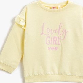 Resim Kız Bebek Baskılı Fırfırlı Sweatshirt Pamuklu 