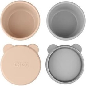 Resim Silikon Kapaklı Mini Kase 2'li Bubble Beige - Gri 5 Adet 