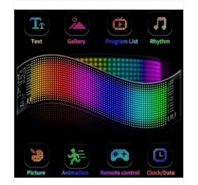 Resim Bolsat Pixel LED Panel 16X64 Dijital Ekran Yazı ve Animasyon Bantlı Bluetooth 