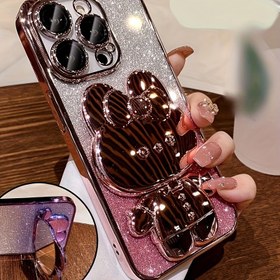 Resim Deluxe Elektroliz Telefon Kılıfı, Görünmez Makyaj Aynası, Sevimli Tavşan Telefon Tutucu ve Gizli Braket Darbeye Dayanıklı Ultra İnce Koruma IPhone 11/12/13/14/15 Pro Max için Uygun 
