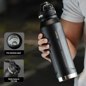 Resim NRMEI 1500ml İzoleli Paslanmaz Çelik Su Şişesi, Pipetli, Hızlı Açan Kapak, BPA'sız, Sızdırmaz, Spor, Seyahat ve Okul için Taşınabilir 