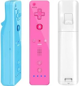 Resim NC Wii Controller 4 Pack, Replacement for Wii Remote Controller,Compatible with Nintendo Wii/Wii U, With Silicone Case and Wrist Strap. (White+Black+Blue + Pink) 