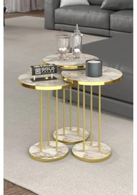 Resim Uslucan Alışveriş Orta Sehpa Ve Zigon Sehpa Terra Set Gold Efes Çok Renkli 