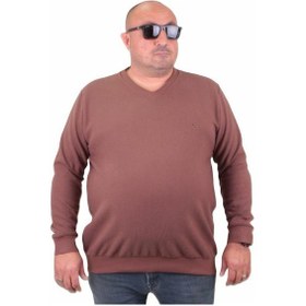 Resim Starbattal Büyük Beden Selanik V Yaka Classic Sweat 23201 Taba-Taba 
