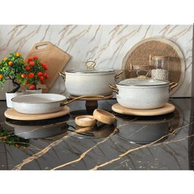 Resim 5 Parça Beyaz Granit Güveç Seti Beyaz 