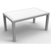 Resim 4Aplastikicvedistic 4A Groups - 90X150 Rattan Masa - Beyaz - Koyu Kahve 