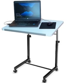 Resim Depolife Tekerlekli Notebook Laptop Çalışma Sehpası Eğim Ve Yükseklik Ayarlı Akrobat Ders Yemek Çekyat Masası 