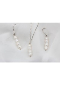 Resim Glorria Gümüş Kolye Ve Küpe İnci Set Gümüş 