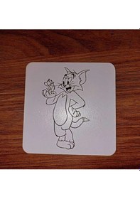 Resim Lavanta Tasarım Tom And Jery Ahşap Bardak Altlığı Beyaz 