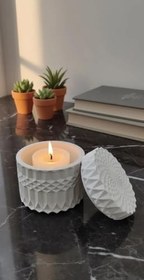 Resim Kapaklı Geometrik Desenli Dekoratif Kutu - Çok Amaçlı Mumluk, Çerezlik, Şekerlik ve Takılık 