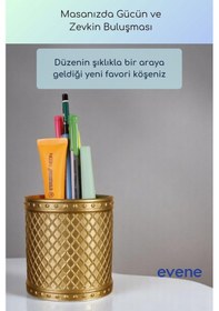 Resim Kalemlik Masa Kalemliği Organizer Kalemlik Altın Renk Model 90 Çok Renkli 