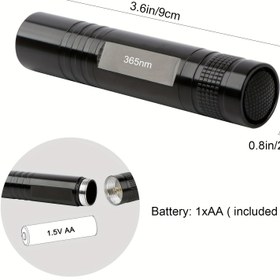 Resim 365nm UV El Feneri Taşınabilir Ultraviyole Mini Fener AA Pil ile 