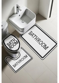 Resim Modern Desenli Dijital Baskı 3 Lü Banyo Paspas Takımı Yıkanabilir Kaymaz Tabanlı Klozet Takımı Klz0062 Renkli 