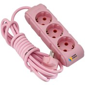 Resim Ozba Ticaret Ufo 3m Pembe Üçlü Priz Uzatma Kablosu 