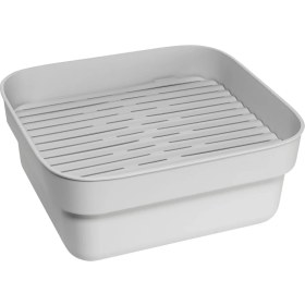 Resim Mena Rise Tahliye Tepsili Yıkama Kasesi (Açık Gri) Dikdörtgen/kare Mutfak Lavaboları Için Ideal (34,4 x 37,4 x 16,1 Cm) 