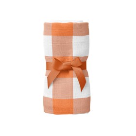Resim Bird of Life Orange Check Müslin Bebek Örtüsü - 100x100cm 